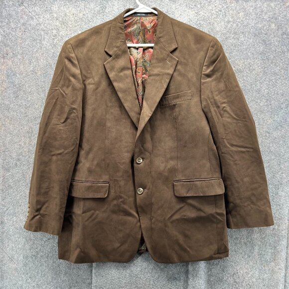 Lauren Ralph Lauren Blazer Men 42R Brown Sport Coat Jacket Single Breasted Suede